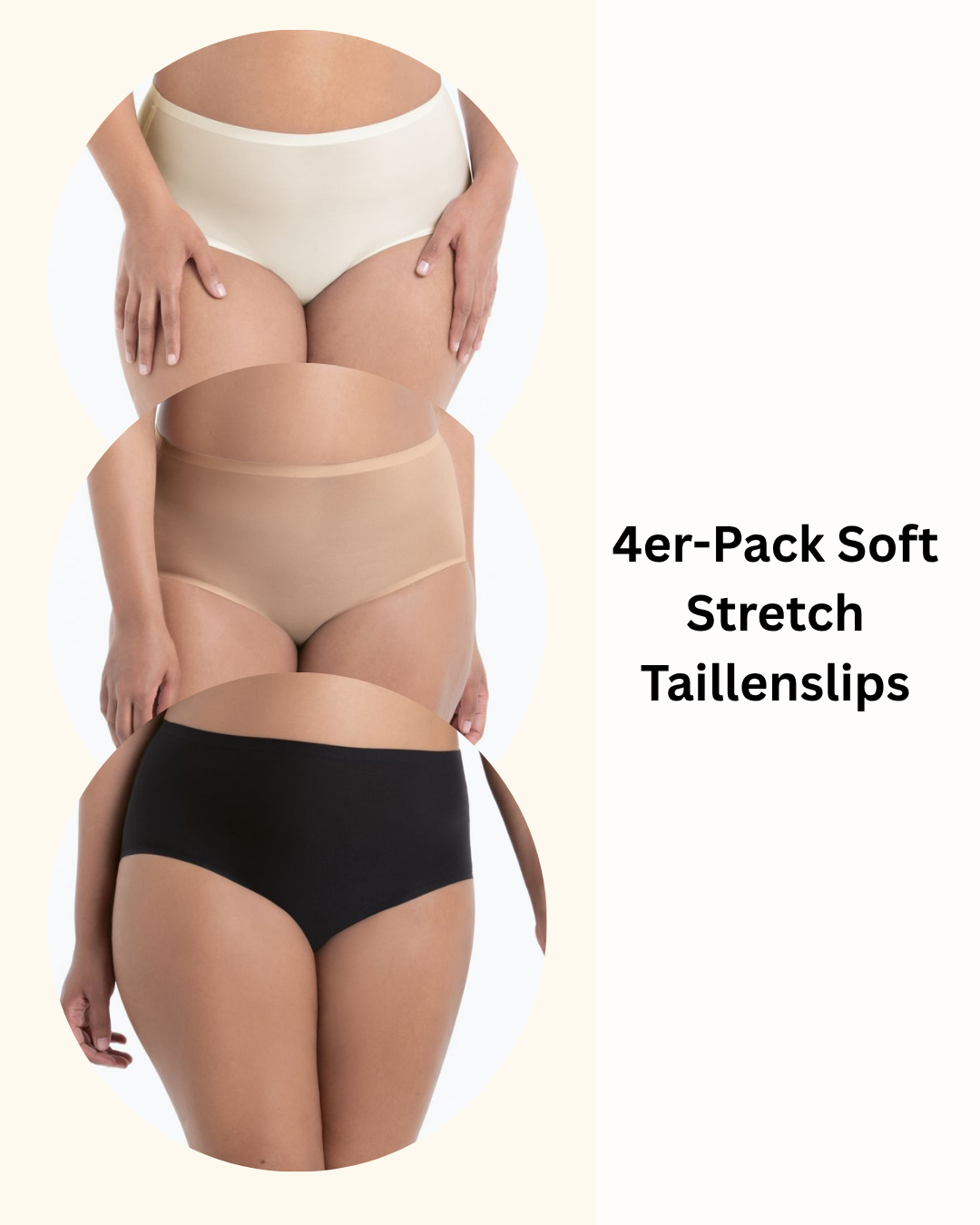 4er-Pack Soft Stretch Taillenslip Schwarz, Haut & Champagne 36-52 - Vera Meyer