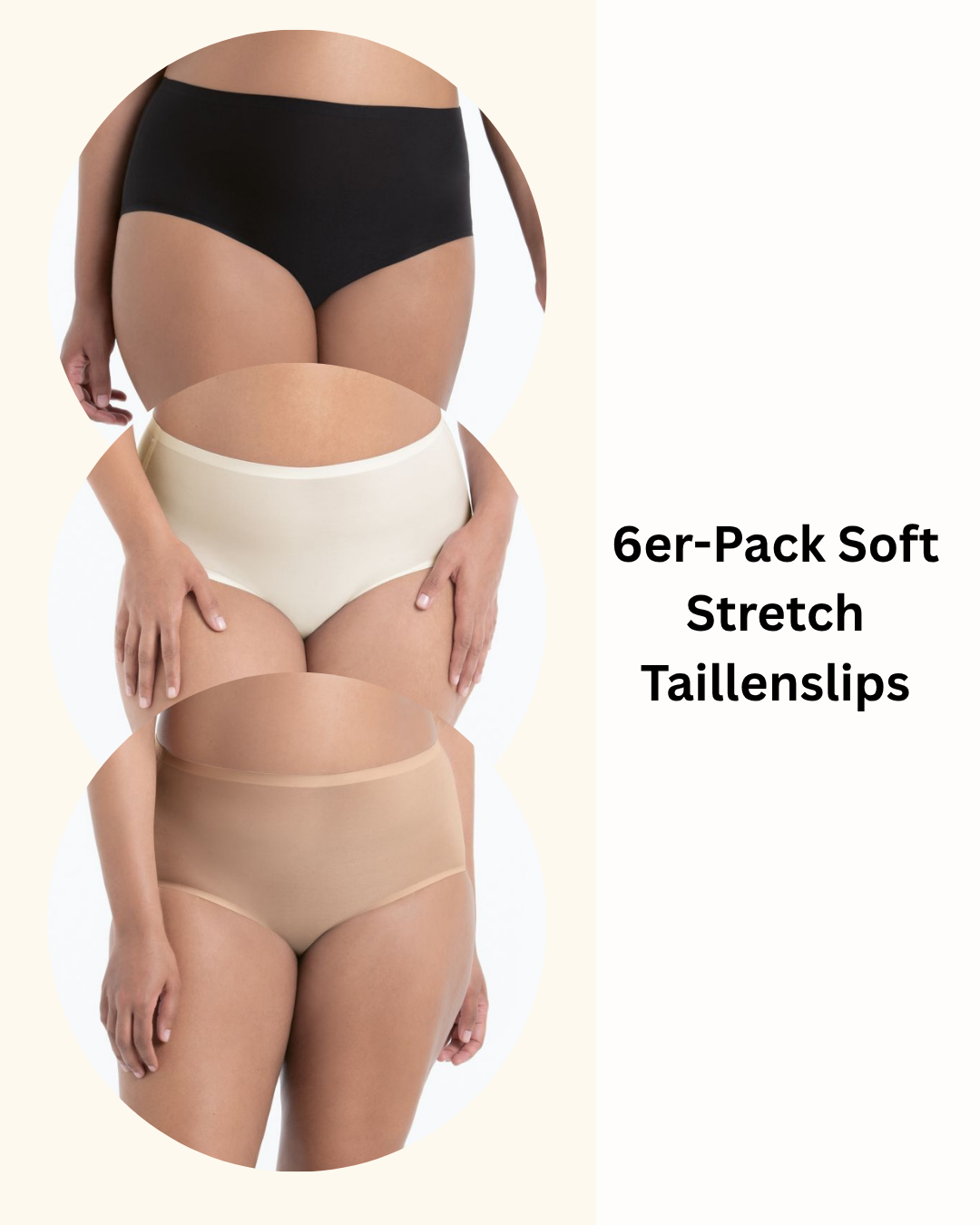 6er-Pack Soft Stretch Taillenslip Schwarz, Haut & Champagne 36-52 - Vera Meyer