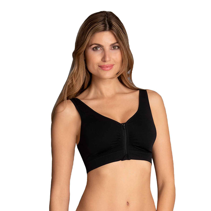 Bügelloses Bustier mit Vorderverschluss in Schwarz