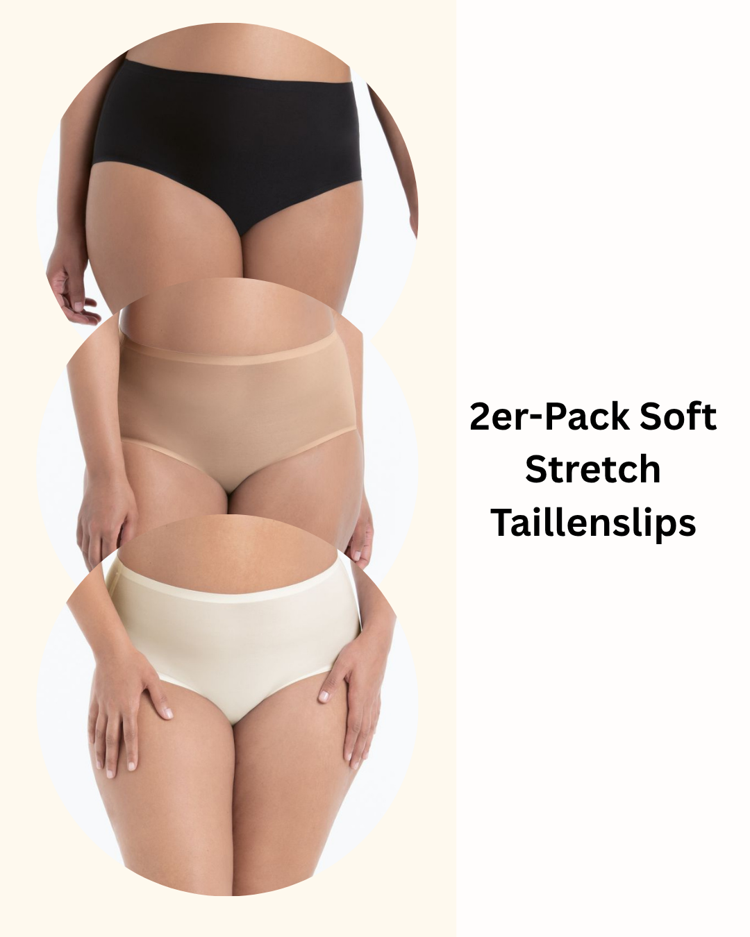 2er-Pack Soft Stretch Taillenslip Schwarz, Haut & Champagne 36-52 - Vera Meyer