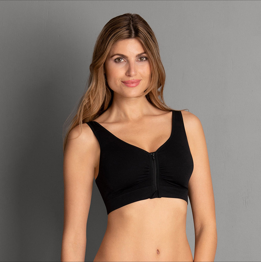 Bügelloses Bustier mit Vorderverschluss in Schwarz