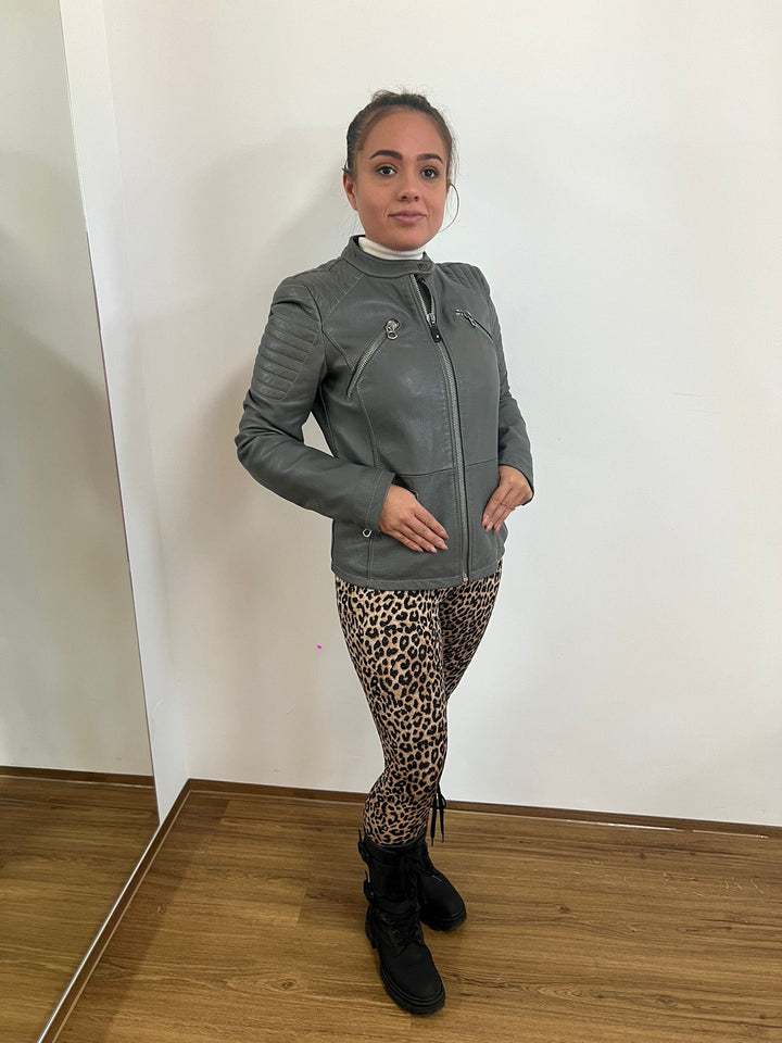 Einzelstück Graue Lederjacke
