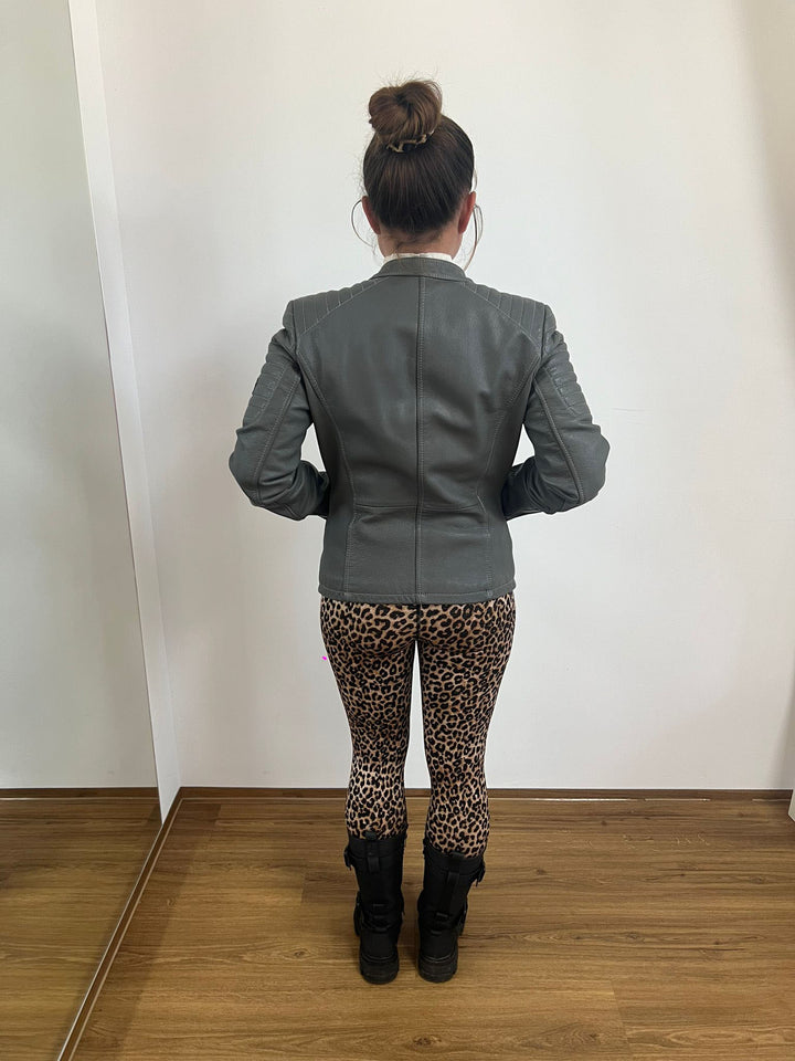 Einzelstück Graue Lederjacke