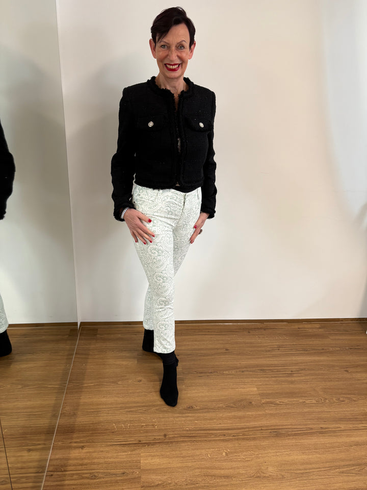 Wunderjeans Ankle Paisley Weiß-Grün