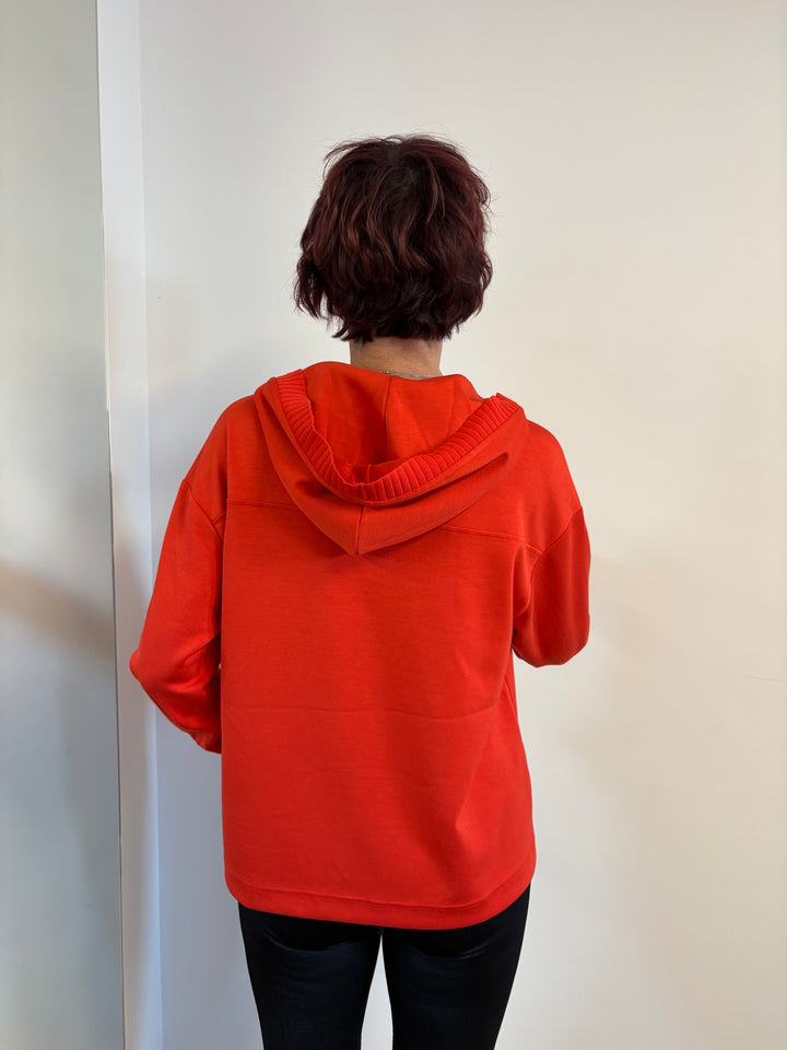 Sweatshirt mit Strickbündchen und Kapuze - Vera Meyer