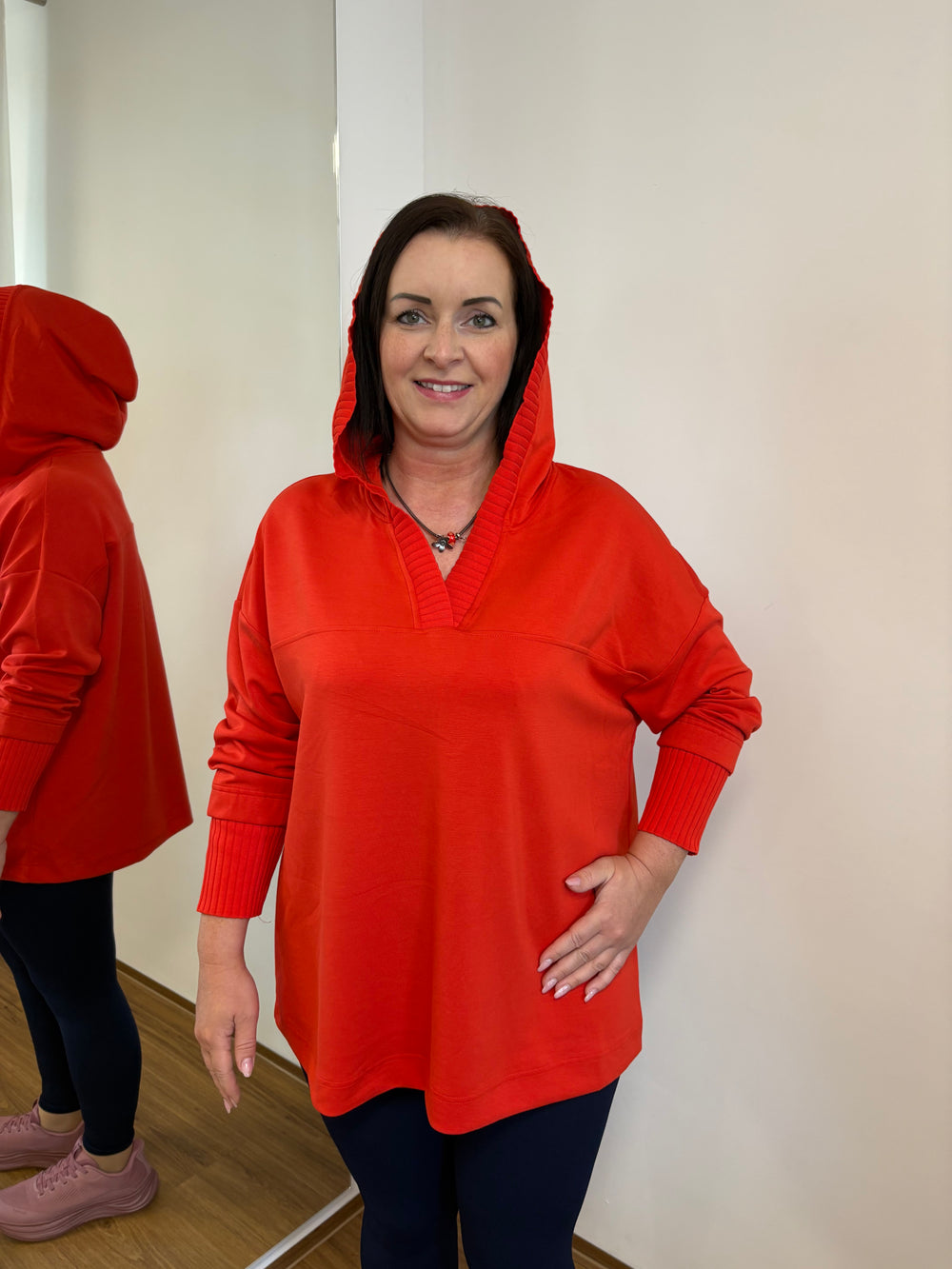 Sweatshirt mit Strickbündchen und Kapuze - Vera Meyer