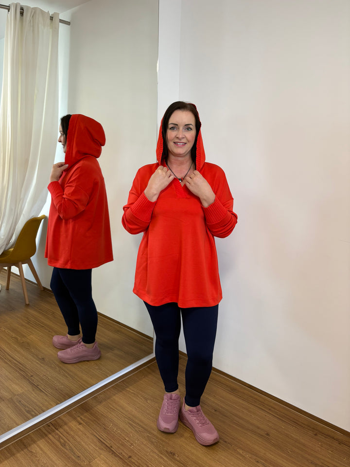 Sweatshirt mit Strickbündchen und Kapuze - Vera Meyer