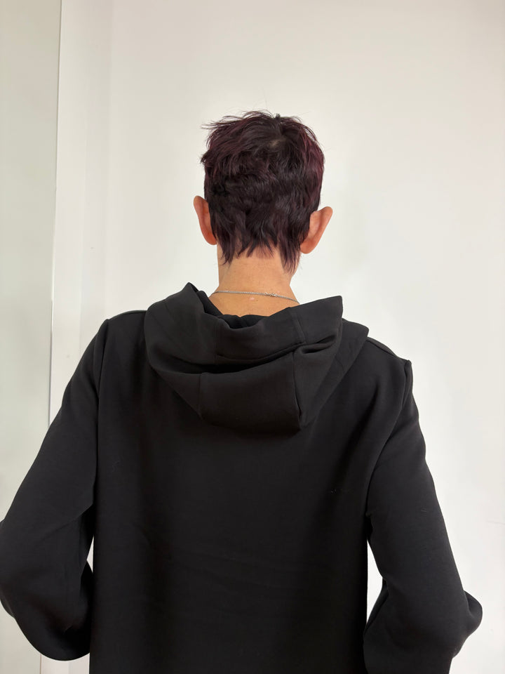 Kapuzen Kleid mit Spitze Schwarz - Vera Meyer